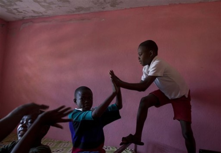 Children play at the Foyer des Enfants orphanage in Port-au-Prince, Haiti, on April 8.